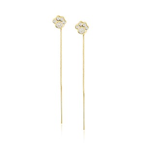Cercei argint placati cu aur galben, lungi cu lantisor si labuta cu pietre DiAmanti Z1547EPG_W-DIA (Argint 925‰ 1,8 g.)